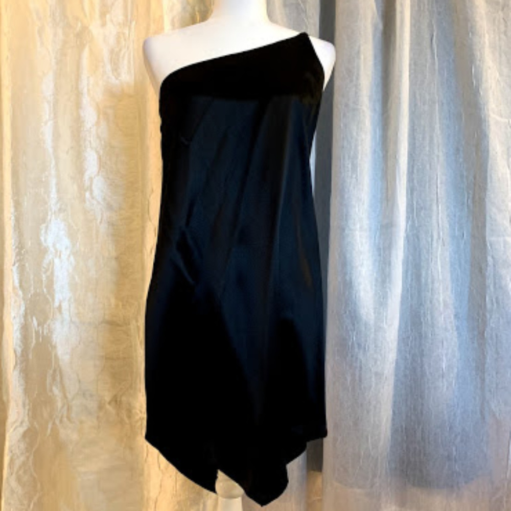 Little Black Satin Charmeuse Party Dress w sparkle